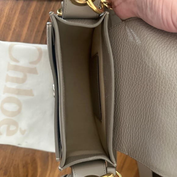 Chloe Gray Leather Bag with Gold Accents - Picture 5 of 12